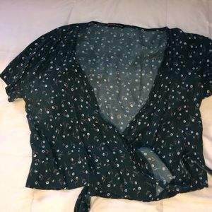 New Brandy Melville Green Wrap Top